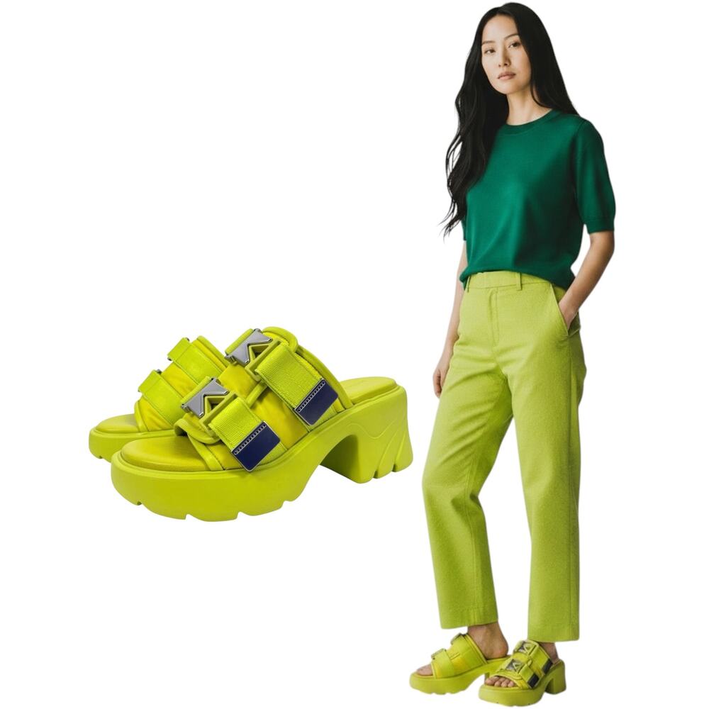 New Bottega Veneta Flash Buckle Padded Sole Mule Sandals Kiwi Size 41